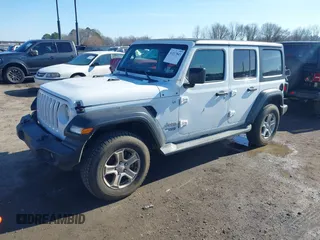 2020 Jeep Wrangler Unlimited Sport S with VIN 1C4HJXDN6LW161341, listed as a IAAI auction lot 41217843 with 74,196 mi miles and . Bid and sale history available at DreamBid. Image 18.