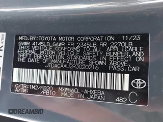 2024 Toyota Prius LE z VIN JTDACAAU2R3020216, wystawiony jako IAAI lot #42434518 z przebiegiem 43 544 mil mil oraz . Historia ofert i sprzedaży dostępna na DreamBid. Obrazek 9.