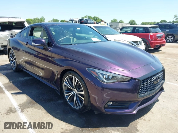 2018 Infiniti Q60 Luxe with VIN JN1EV7EK7JM340821, listed as a IAAI auction lot 42139185 with 59,407 mi miles and . Bid and sale history available at DreamBid. Image 1.