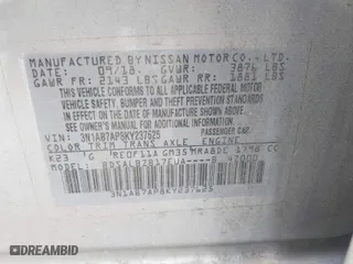 2019 Nissan Sentra SV with VIN 3N1AB7AP8KY237625, listed as a IAAI auction lot 41777580 with 75,775 mi miles. Bid and sale history available at carsss.com. Image 9.