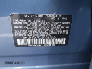 2023 Subaru Forester with VIN JF2SKACC3PH527266, listed as a IAAI auction lot 41034636 with 8,967 mi miles and . Bid and sale history available at DreamBid. Image 9.