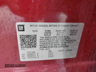 2020 Chevrolet Equinox LT with VIN 2GNAXUEV5L6201522, listed as a Copart auction lot 53795165 with 100,318 mi miles and Salvage Title. Bid and sale history available at DreamBid. Image 13.
