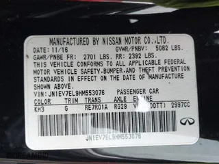 2017 Infiniti Q60 Sport with VIN JN1EV7EL9HM553076, listed as a IAAI auction lot 41737681 with 102,691 mi miles. Bid and sale history available at carsss.com. Image 9.