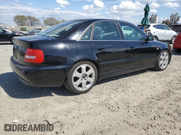 2002 Audi S4 with VIN WAURD68D82A001090, listed as a Copart auction lot 53684755 with 173,260 mi miles and Clean Title. Bid and sale history available at carsss.com. Image 3.