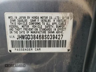 2008 Honda Fit z VIN JHMGD38468S039427, wystawiony jako Copart lot #59571995 z przebiegiem 125 476 mil mil oraz Szkoda całkowita • Salvage title. Historia ofert i sprzedaży dostępna na DreamBid. Obrazek 12.