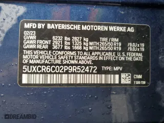 2023 BMW X5 xDrive40i with VIN 5UXCR6C02P9R52472, listed as a Copart auction lot 51175545 with 30,152 mi miles and Salvage Title. Bid and sale history available at carsss.com. Image 13.