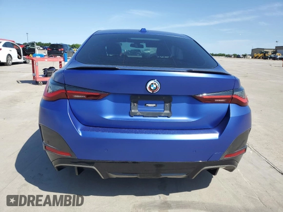 2023 BMW i4 M50 with VIN WBY33AW07PFN73257, listed as a Copart auction lot 53394614 with 10,216 mi miles and Salvage Title. Bid and sale history available at carsss.com. Image 6.