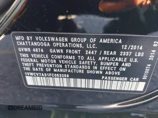 2015 Volkswagen Passat 2.0L TDI SEL Premium with VIN 1VWCV7A31FC053259, listed as a IAAI auction lot 41397357 with 157,842 mi miles. Bid and sale history available at carsss.com. Image 9.