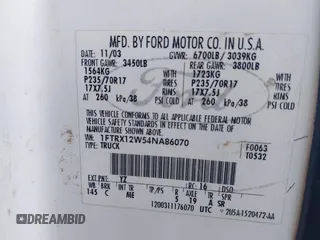 2004 Ford F-150 STX z VIN 1FTRX12W54NA86070, wystawiony jako IAAI lot #42714603 z przebiegiem 293 183 mil mil oraz . Historia ofert i sprzedaży dostępna na DreamBid. Obrazek 9.