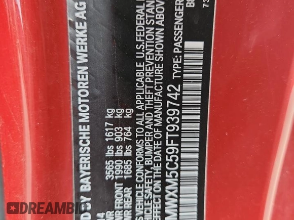2015 MINI Hardtop with VIN WMWXM5C59FT939742, listed as a Copart auction lot 63778555 with 110,428 mi miles and Salvage title. Bid and sale history available at DreamBid. Image 12.