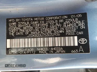 2005 Toyota Prius z VIN JTDKB20U753032936, wystawiony jako Copart lot #52772755 z przebiegiem 144 551 mil mil oraz Czysty tytuł • Clean title. Historia ofert i sprzedaży dostępna na DreamBid. Obrazek 12.