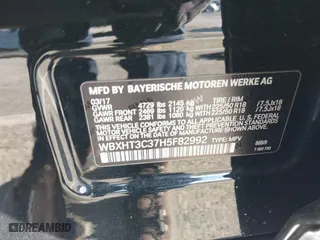 2017 BMW X1 xDrive28i with VIN WBXHT3C37H5F82992, listed as a IAAI auction lot 41293740 with 161,418 mi miles. Bid and sale history available at carsss.com. Image 9.