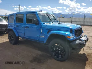 2024 Jeep Wrangler Sahara with VIN 1C4RJXP60RW163829, listed as a Copart auction lot 57182365 with 16,873 mi miles and Salvage title. Bid and sale history available at DreamBid. Image 4.