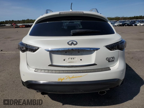 2017 Infiniti QX70 with VIN JN8CS1MW3HM411378, listed as a Copart auction lot 50746075 with 36,738 mi miles and Salvage title. Bid and sale history available at DreamBid. Image 6.