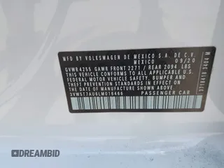 2020 Volkswagen GTI S с VIN 3VW5T7AU6LM016466, выставлен на аукционе IAAI как лот 42271819 с пробегом 37 670 миль миль и . История ставок и продаж доступна на DreamBid. Изображение 9.