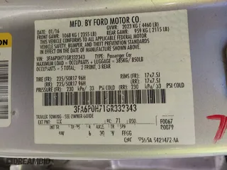 2016 Ford Fusion SE with VIN 3FA6P0H71GR332343, listed as a IAAI auction lot 41964442 with 111,218 mi miles. Bid and sale history available at carsss.com. Image 9.