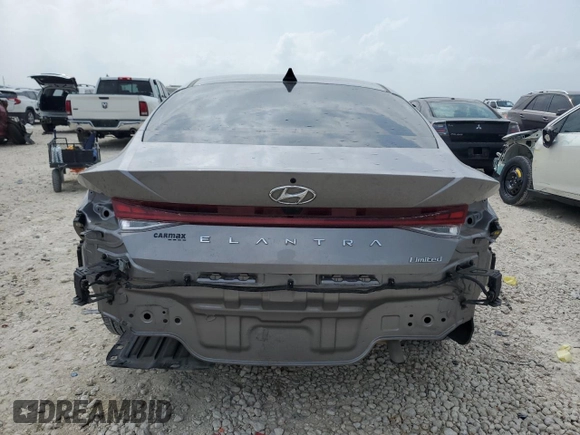 2023 Hyundai Elantra Limited z VIN KMHLP4AG0PU532360, wystawiony jako Copart lot #51817115 z przebiegiem 18 200 mil mil oraz Szkoda całkowita • Salvage title. Historia ofert i sprzedaży dostępna na DreamBid. Obrazek 6.