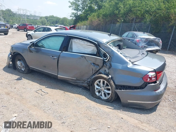 2016 Volkswagen Passat 1.8T S with VIN 1VWAT7A31GC053602, listed as a IAAI auction lot 39851781 with 1 mi miles. Bid and sale history available at carsss.com. Image 3.