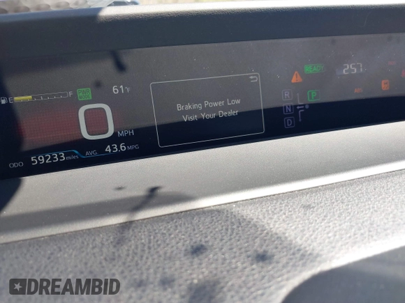 2017 Toyota Prius Two with VIN JTDKBRFU4H3036656, listed as a IAAI auction lot 41823354 with 59,233 mi miles and . Bid and sale history available at carsss.com. Image 16.