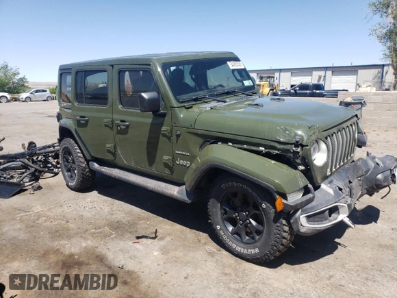 2020 Jeep Wrangler Unlimited Sahara with VIN 1C4HJXEG9LW311913, listed as a Copart auction lot 54265535 with 43,893 mi miles and Salvage title. Bid and sale history available at DreamBid. Image 4.
