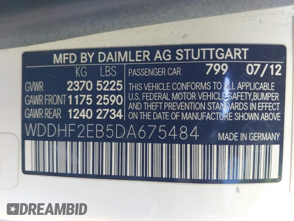 2013 Mercedes-Benz E-Class E 350 Luxury BlueTEC with VIN WDDHF2EB5DA675484, listed as a IAAI auction lot 41522495 with 99,618 mi miles. Bid and sale history available at carsss.com. Image 9.