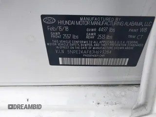 2018 Hyundai Sonata SE z VIN 5NPE24AF8JH693284, wystawiony jako IAAI lot #42184788 z przebiegiem 90 562 mil mil oraz . Historia ofert i sprzedaży dostępna na DreamBid. Obrazek 9.