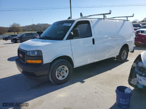 2022 GMC Savana Cargo Van with VIN 1GTW7AF7XN1175695, listed as a Copart auction lot 83633504 with 66,191 mi miles and Salvage Title. Bid and sale history available at carsss.com. Image 1.