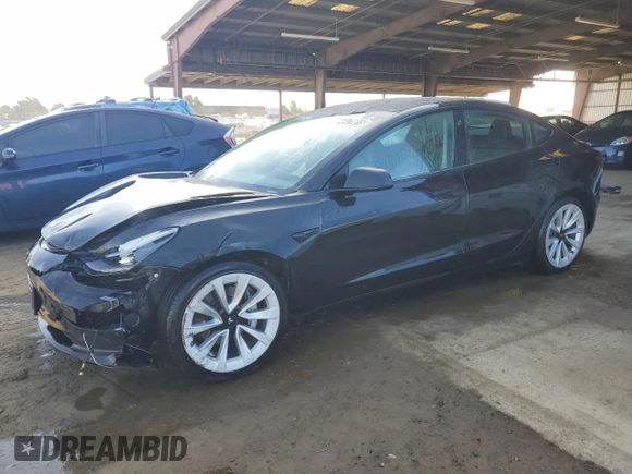 2022 Tesla Model 3 with VIN 5YJ3E1EA2NF190723, listed as a Copart auction lot 46470015 with 108,626 mi miles and Salvage Title. Bid and sale history available at DreamBid. Image 1.