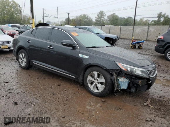 2015 Kia Optima Hybrid with VIN KNAGM4AD0F5082638, listed as a Copart auction lot 72855864 with 0 mi miles and Salvage Title. Bid and sale history available at carsss.com. Image 4.