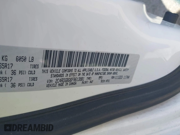 2015 Dodge Grand Caravan SE with VIN 2C4RDGBG6FR613981, listed as a IAAI auction lot 42043348 with 87,615 mi miles and . Bid and sale history available at DreamBid. Image 9.