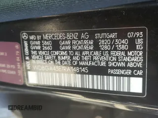 1994 Mercedes-Benz S z VIN WDBGA43E7RA148145, wystawiony jako Copart lot #51391795 z przebiegiem 190 904 mil mil oraz Czysty tytuł • Clean title. Historia ofert i sprzedaży dostępna na DreamBid. Obrazek 12.