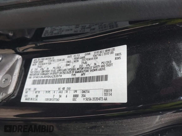2013 Ford Escape Titanium с VIN 1FMCU9J9XDUC53579, выставлен на аукционе IAAI как лот 42166603 с пробегом 112 736 миль миль и . История ставок и продаж доступна на DreamBid. Изображение 9.