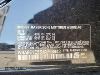 2018 BMW 3 Series 330e iPerformance with VIN WBA8E1C55JA758443, listed as a Copart auction lot 89356485 with 35,599 mi miles and Salvage Title. Bid and sale history available at carsss.com. Image 13.