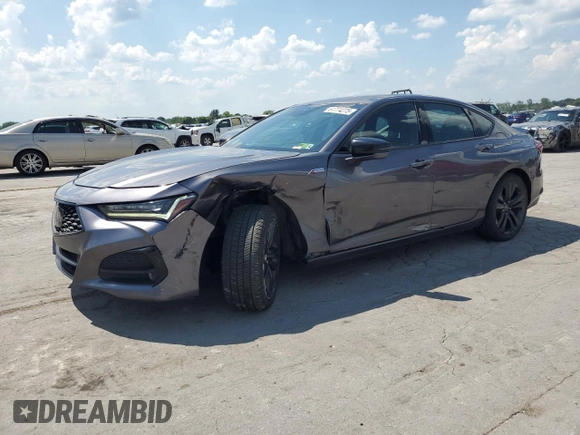 2021 Acura TLX w/A-Spec Package with VIN 19UUB6F51MA001449, listed as a Copart auction lot 61774275 with 83,036 mi miles and Salvage title. Bid and sale history available at DreamBid. Image 1.