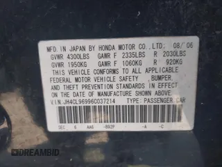 2006 Acura TSX Navi with VIN JH4CL96996C037214, listed as a IAAI auction lot 41829841 with 160,267 mi miles and . Bid and sale history available at DreamBid. Image 9.