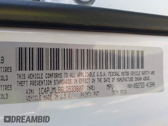 2020 Jeep Cherokee Latitude Plus with VIN 1C4PJMLB6LD533807, listed as a IAAI auction lot 41783131 with 87,299 mi miles and . Bid and sale history available at DreamBid. Image 9.