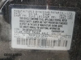2018 Nissan Sentra S with VIN 3N1AB7AP4JY313730, listed as a Copart auction lot 44554575 with 186,111 mi miles and Salvage Title. Bid and sale history available at carsss.com. Image 13.