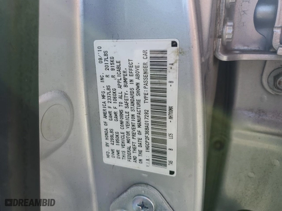 2011 Honda Accord Sdn LX with VIN 1HGCP2F36BA017292, listed as a Copart auction lot 50761265 with 154,033 mi miles and Salvage Title. Bid and sale history available at carsss.com. Image 12.