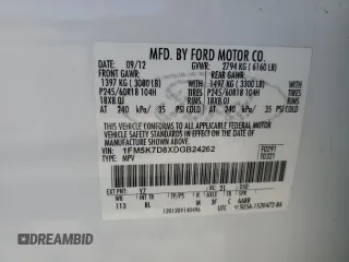 2013 Ford Explorer XLT with VIN 1FM5K7D8XDGB24262, listed as a Copart auction lot 47306215 with 171,400 mi miles and Salvage Title. Bid and sale history available at carsss.com. Image 13.