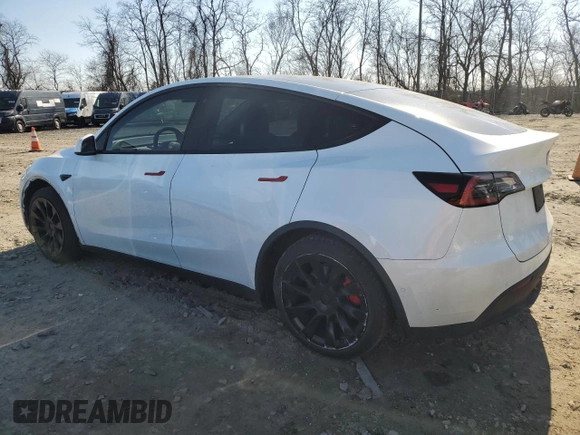 2020 Tesla Model Y Long Range with VIN 5YJYGDEE2LF041925, listed as a Copart auction lot 47092675 with 75,871 mi miles and Salvage Title. Bid and sale history available at DreamBid. Image 2.