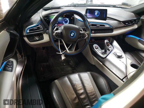 2016 BMW i8 with VIN WBY2Z2C52GV675474, listed as a Copart auction lot 49713485 with 53,512 mi miles and Salvage Title. Bid and sale history available at carsss.com. Image 8.