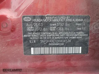 2013 Hyundai Elantra GLS with VIN 5NPDH4AE1DH404574, listed as a Copart auction lot 47821255 with 114,123 mi miles and Salvage Title. Bid and sale history available at carsss.com. Image 14.