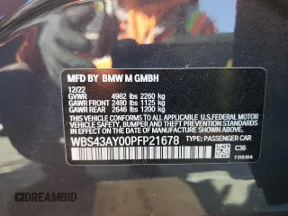 2023 BMW M3 Competition xDrive z VIN WBS43AY00PFP21678, wystawiony jako Copart lot #46301135 z przebiegiem 22 705 mil mil oraz Szkoda całkowita • Salvage title. Historia ofert i sprzedaży dostępna na DreamBid. Obrazek 12.