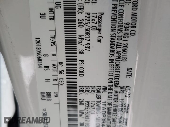 2013 Ford Focus Electric with VIN 1FADP3R44DL352402, listed as a Copart auction lot 45566905 with Not provided miles and Salvage title. Bid and sale history available at DreamBid. Image 12.