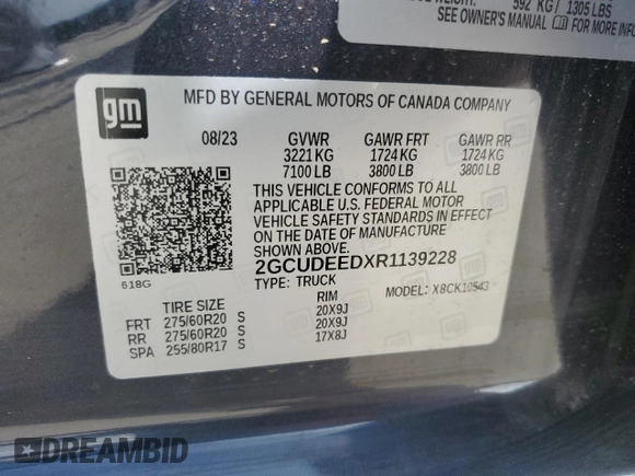 2024 Chevrolet Silverado 1500 RST with VIN 2GCUDEEDXR1139228, listed as a Copart auction lot 45661225 with 2,698 mi miles and Salvage Title. Bid and sale history available at carsss.com. Image 12.