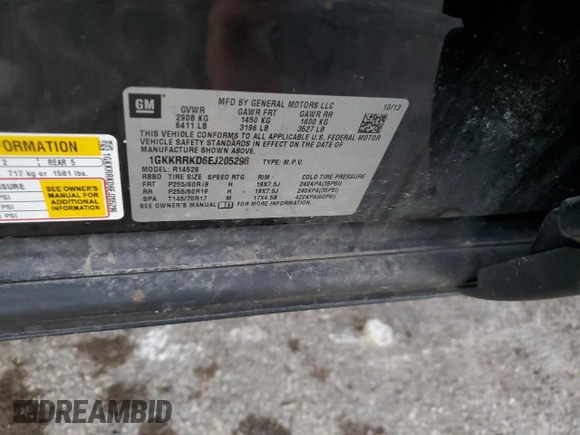 2014 GMC Acadia SLT with VIN 1GKKRRKD6EJ205296, listed as a Copart auction lot 79762894 with Not Provided miles and Salvage Title. Bid and sale history available at carsss.com. Image 13.