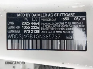 2016 Mercedes-Benz CLA 250 with VIN WDDSJ4GB1GN385737, listed as a IAAI auction lot 41970428 with 77,580 mi miles and . Bid and sale history available at DreamBid. Image 9.