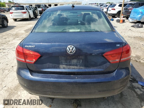 2013 Volkswagen Passat SE with VIN 1VWBP7A35DC087692, listed as a Copart auction lot 62236985 with 195,921 mi miles and Salvage title. Bid and sale history available at DreamBid. Image 6.