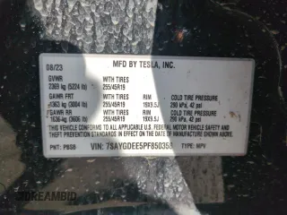 2023 Tesla Model Y Long Range with VIN 7SAYGDEE5PF850358, listed as a Copart auction lot 52581615 with 19,376 mi miles and Salvage Title. Bid and sale history available at DreamBid. Image 14.