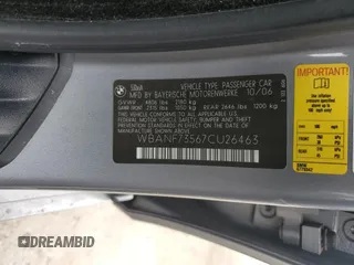 2007 BMW 5 Series 530xi with VIN WBANF73567CU26463, listed as a Copart auction lot 47670845 with 168,965 mi miles and Salvage Title. Bid and sale history available at carsss.com. Image 14.